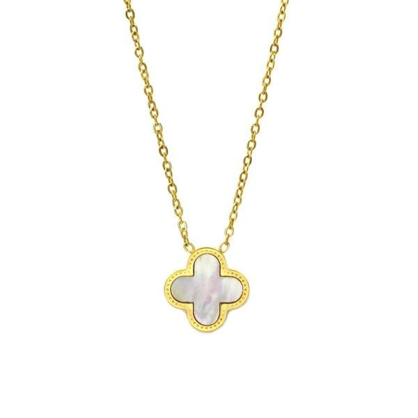 Say It With Clover Necklace (Gold & Pearl)- Good Luck Meaning Card