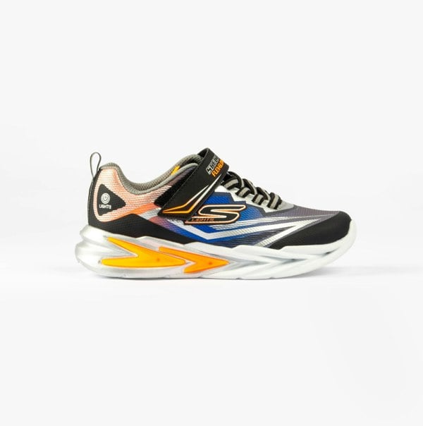 Skechers S LIGHTS FLEX-GLOW ULTRA Boys Trainers Black/Silver