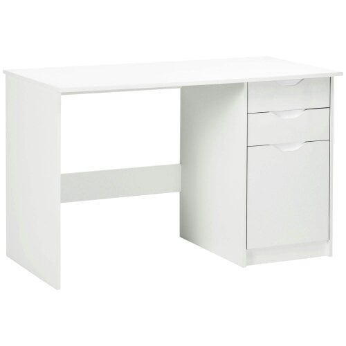 Wyld Haus Niba 120cm High Gloss White Home Office Desk With Drawers And Storage Cabinet