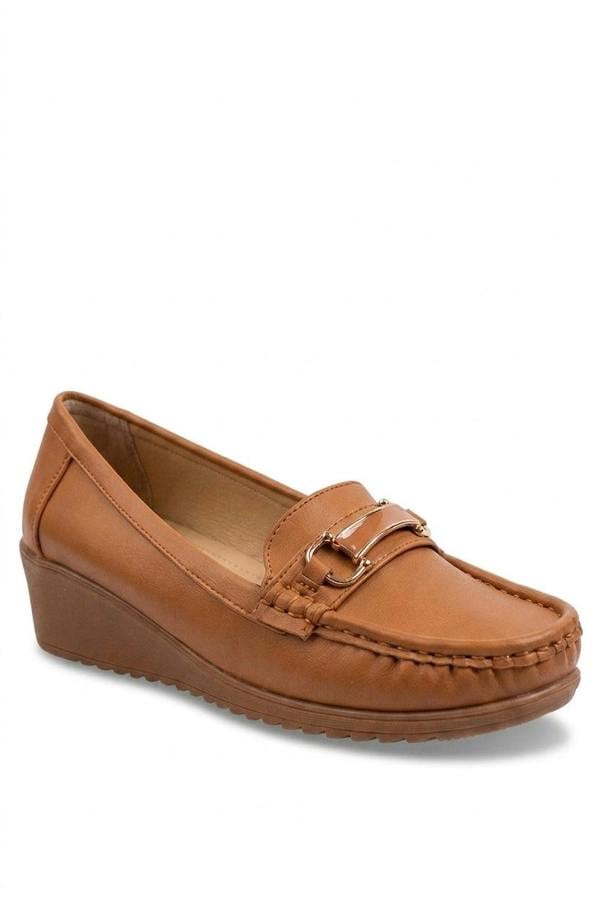 Constance Faux Leather Wedge Loafers - Camel_wb