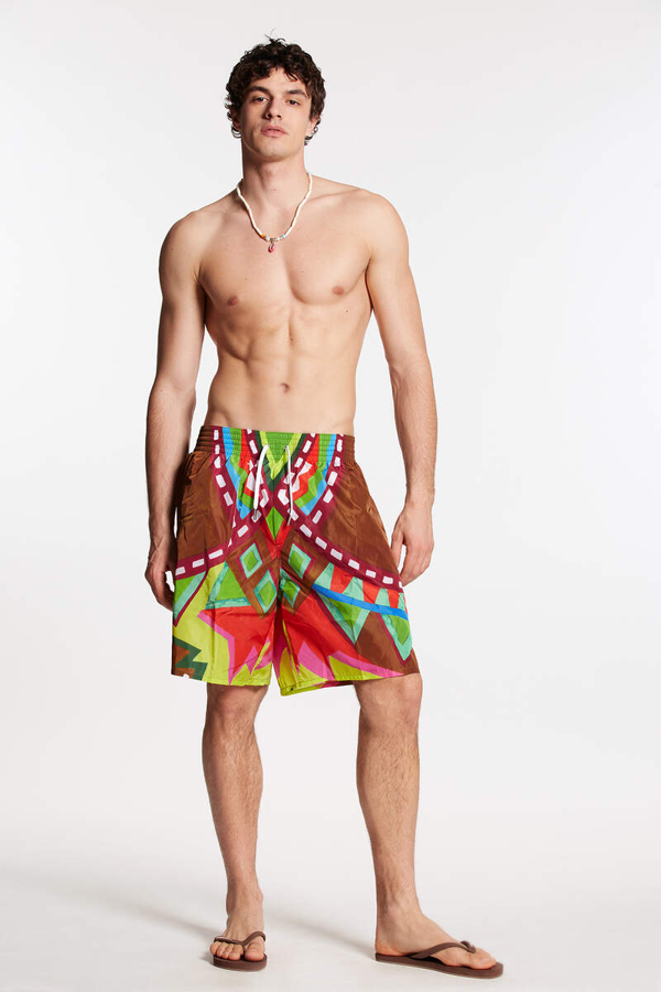 Dsquared2 Colourful Abstract Design Swim Shorts - Brown