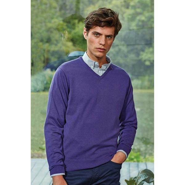 Premier Mens V-Neck Knitted Sweater - Purple