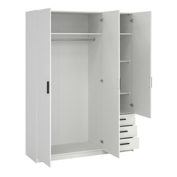 Furniture To Go Sprint Wardrobe with 3 Doors + 3 Drawers in White
