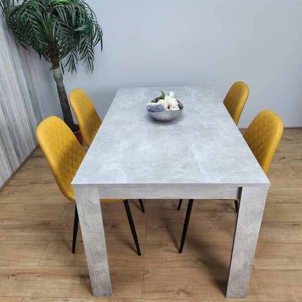 Kosy Koala Wooden Rectangle Dining Table Sets with Set of 4 Chairs, Grey and Mustard
