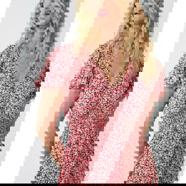 Blue Vanilla Double Ruffle Empire Shirred Mini Dress