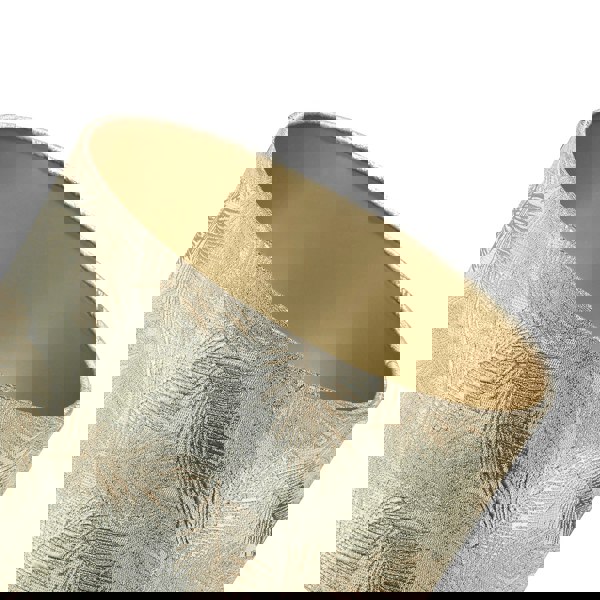 Modern Floral Drum Lamp Shade with Shiny Gold and Silver Fern Leaves Image 3