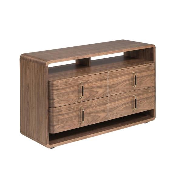 Angel Cerdá Walnut and Black Pvc Chest of Drawers 7226