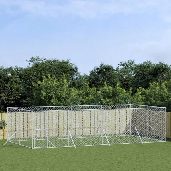 Berkfield Outdoor Dog Kennel Silver 8x4x2 m Galvanised Steel