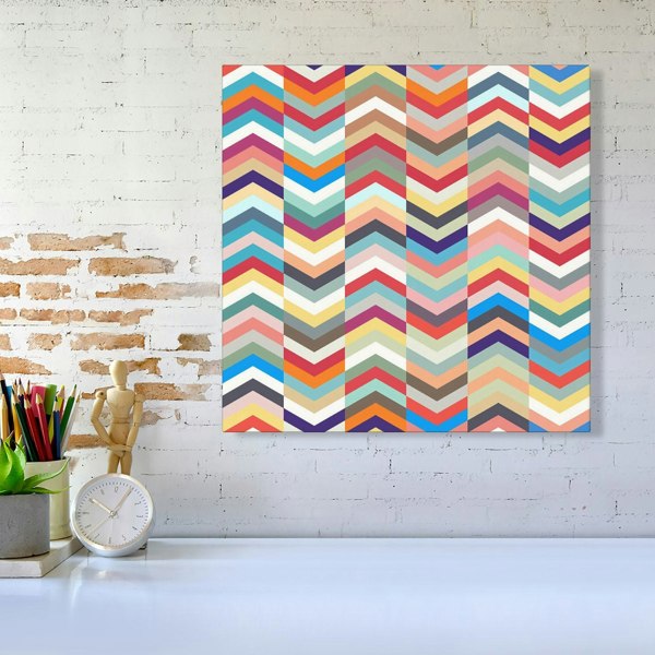 Warren Reed Geometric Multi Colored Chevron Pattern Canvas