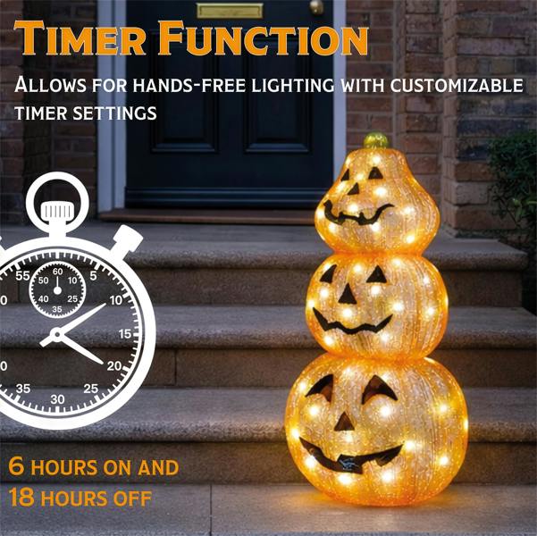 Fxlab 80L White LED Acrylic Pumpkin Outdoor Halloween Decoration with  5m Lead Cable BS IP20 Transformer Timer 6 18H