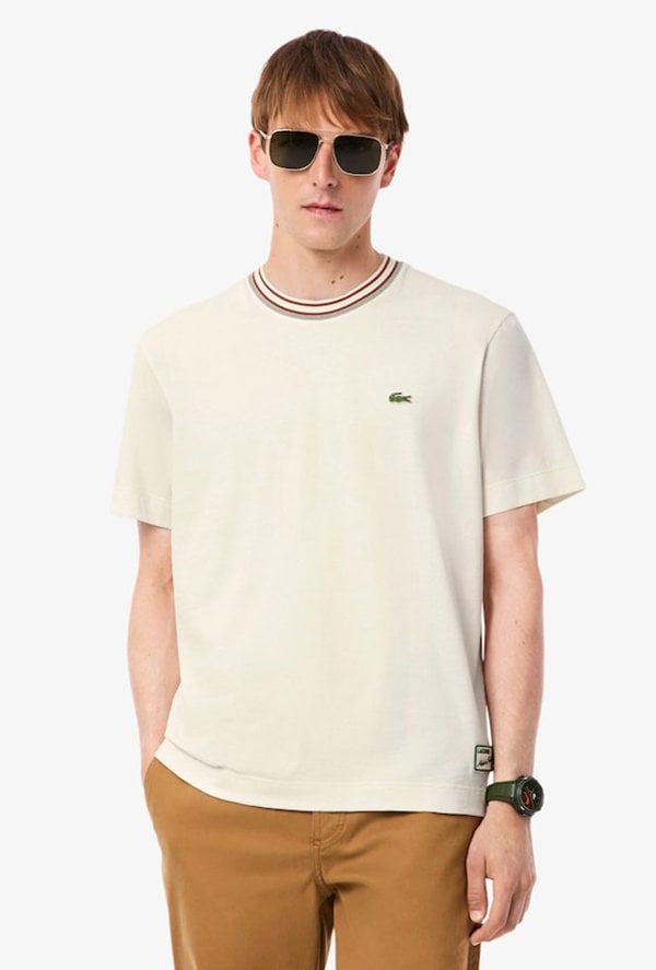 Lacoste French Made Stripe Neck T-Shirt