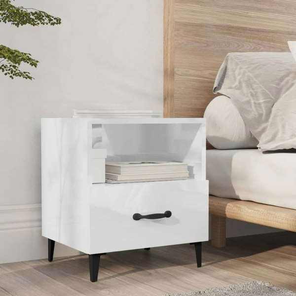 Berkfield Bedside Cabinets 2 pcs High Gloss White Engineered Wood