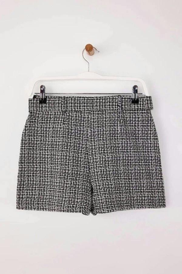 WOVCOR Belted Tweed Mini Short Skirt