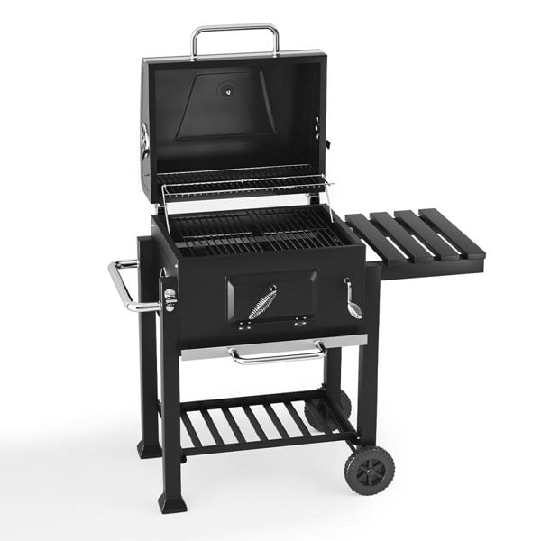Charcoal BBQ Grill Barrel with Side Table Garden BBQ Grill Living and Home