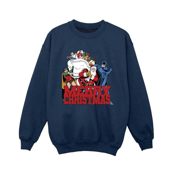 DC Comics Boys Batman Merry Christmas Comic Sweatshirt - Navy Blue