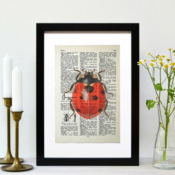 Hands & Hearts Ladybird vintage book page art print