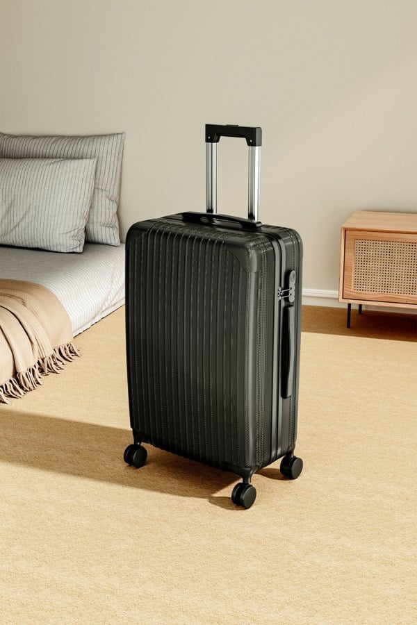 Living and Home Hardshell Spinner Wheel Luggage Travel Suitcase 24" Black