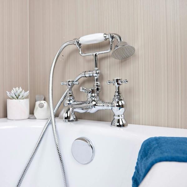 Flode Flen | Bath Shower Mixer Tap | Including Handset and Holder | Chrome