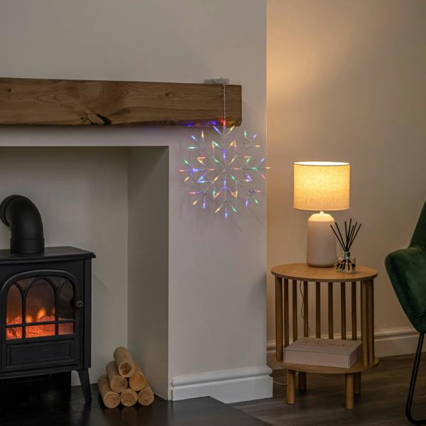 Samuel Alexander 34cm Battery Operated Light up Christmas Snowflake with Multi-Coloured LEDs