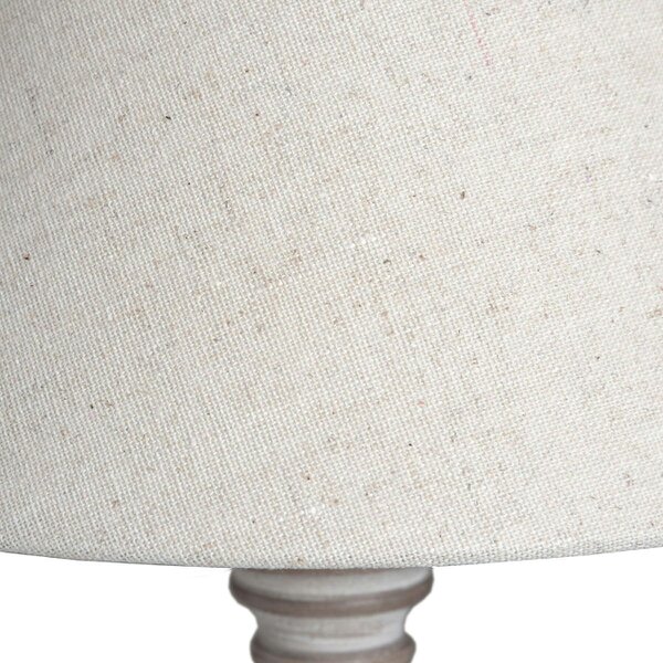 Wyld Haus Turin Rustic Tall Distressed Grey Wooden Table Lamp with Cream Linen Shade