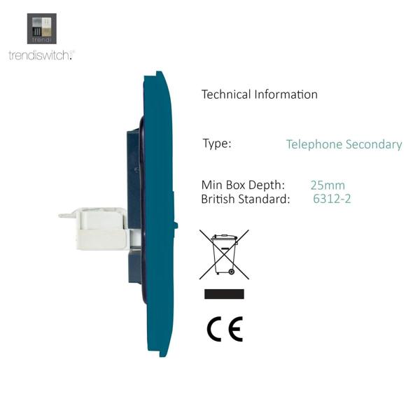 Trendi Switch 2 Gang Female TV Co-Axial & Telephone Slave Sockets in Ocean Blue