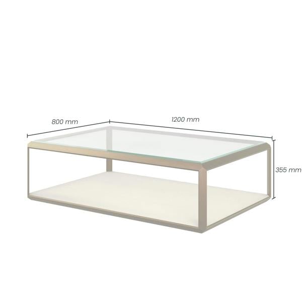 Wyld Haus Klain Brass and Ivory Shagreen Glass Top Coffee Table