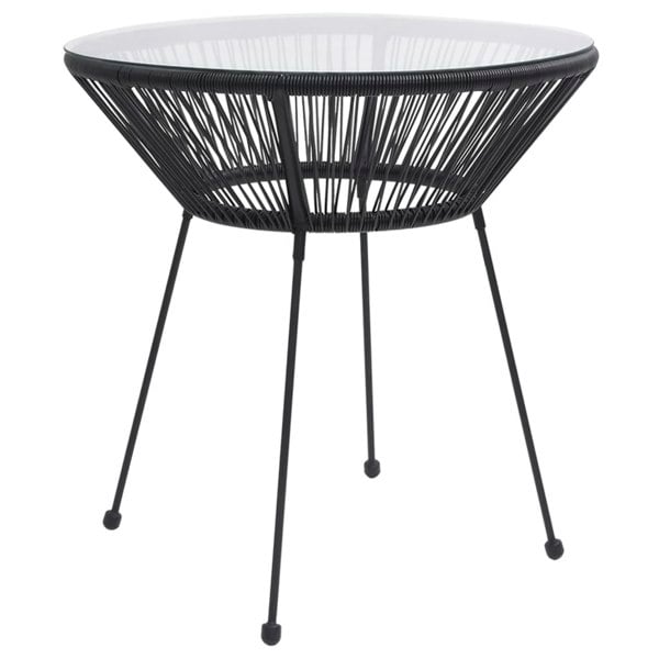 Berkfield Garden Dining Table Black 70x74 cm Rattan and Glass
