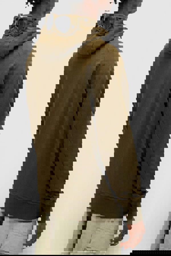 C.P. Company Diagonal Fleece Zip Goggle Hoodie Ivy Green