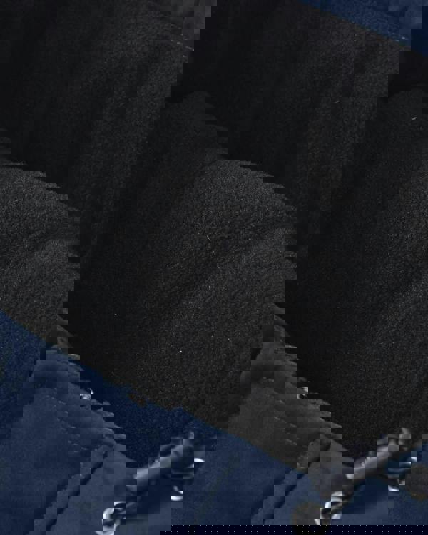 Lambretta Mens Padded Hooded Classic Badge Jacket Coat, close-up view of the black interior lining showing soft padded fabric design.