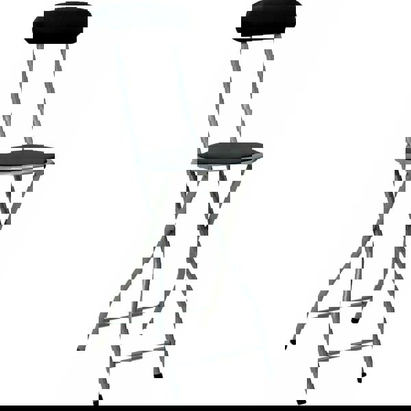 Gr8 Home Black Folding Bar Stool Breakfast High Back Chair Padded Round Desk Seat Kitchen