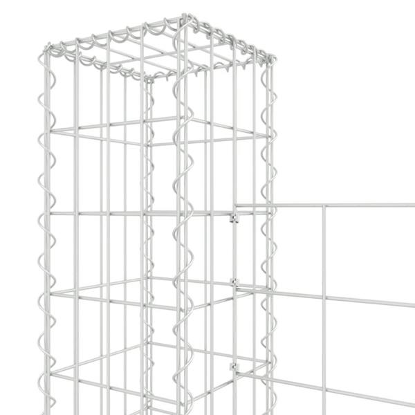 Berkfield U-shape Gabion Basket with 2 Posts Iron 140x20x150 cm