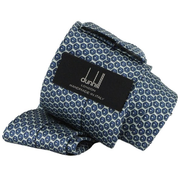 Dunhill hexbolt patterned woven mulberry silk tie