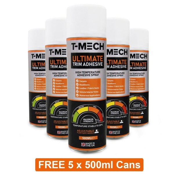 T-mech Van Carpet Lining / Anthracite Dark Grey & 5 Adhesive Cans