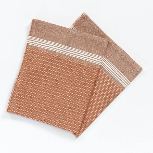 Cotton and Olive Tuana Cotton Hammam Hand Towel, Burnt Orange | Set of 2