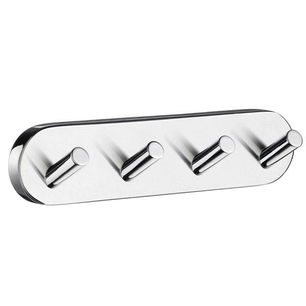Polished chrome quadruple towel hook