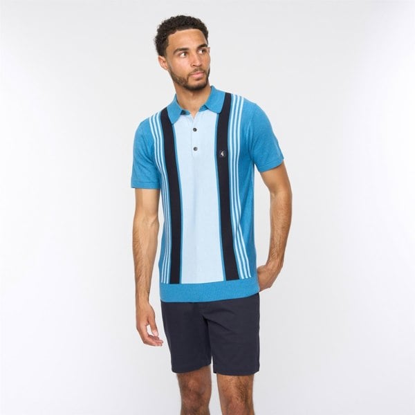 Gabicci V54GM00 Mens Searle Short Sleeve Stripe Knitted Polo Gabicci Vintage - AQUA