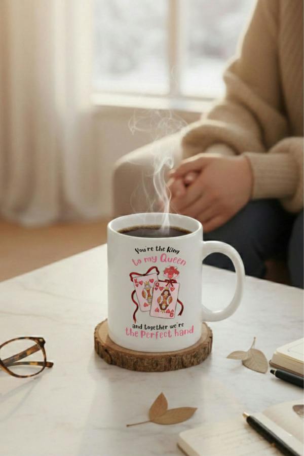 Dyzi You’re The King To My Queen Printed Ceramic Mug Valentine’s Day Gift