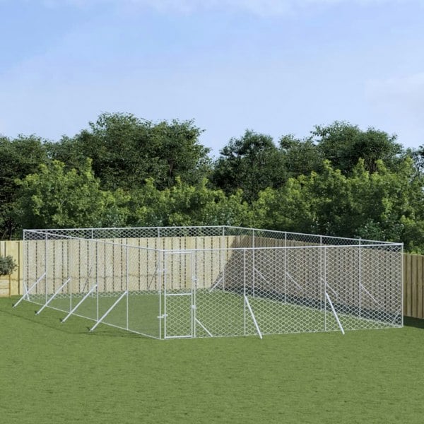 Berkfield Outdoor Dog Kennel Silver 6x10x2 m Galvanised Steel