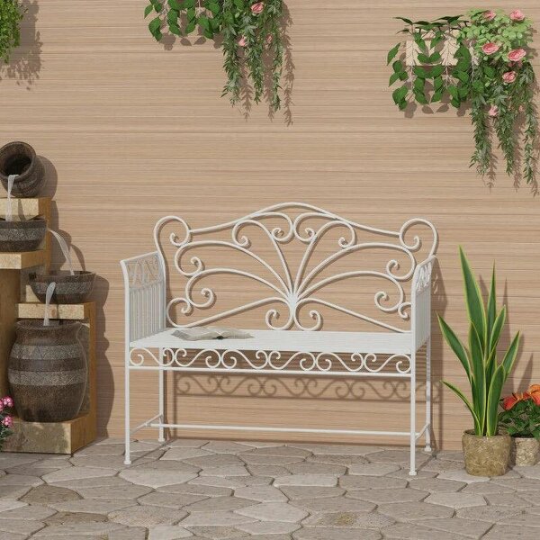 Heavy-Duty Garden Bench-White - Milk White
