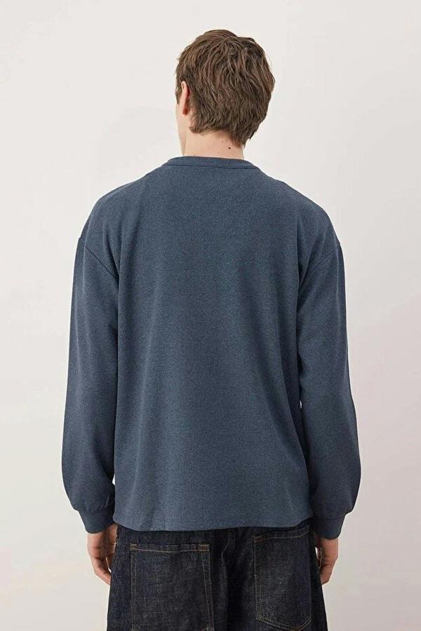 WOVCOR Waffle Textured Long Sleeve Button-Down Men's T-shirt