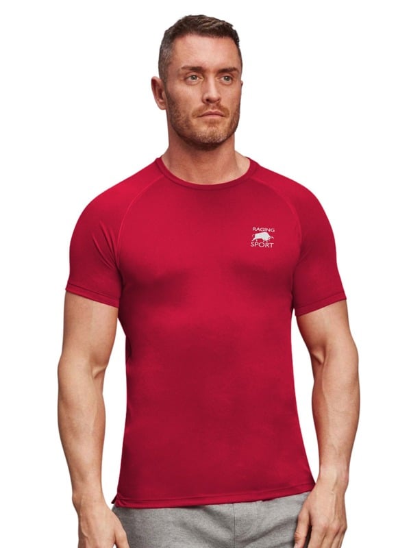 Raging Bull Mens Back Print Performance T-Shirt - Red