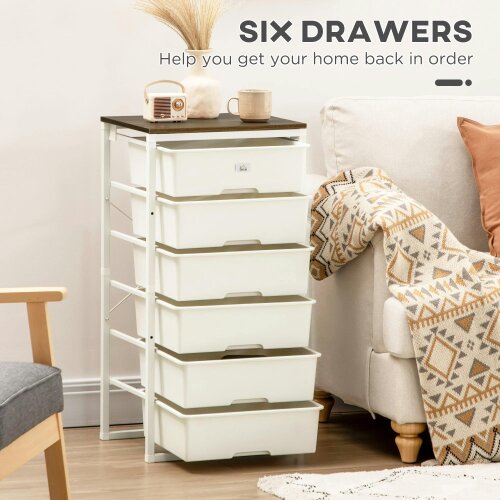 Wyld Haus Kedina Metal And Wood White Tall 6 Drawer Storage Chest With Steel Frame