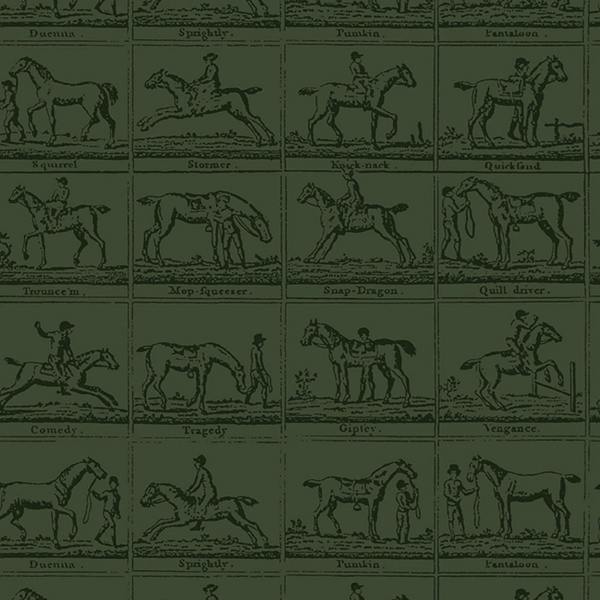 Joules Horse Grid Green Wallpaper