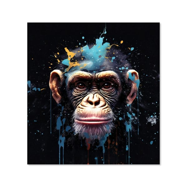 Warren Reed - Designer Monkey Face Splashart with Blue Kitchen Splashback