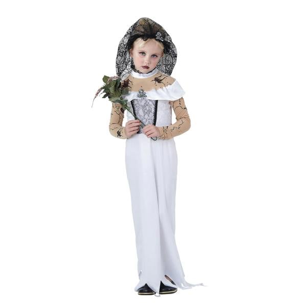 Bristol Novelty Childrens/Girls Zombie Bride Costume - White/Black - 