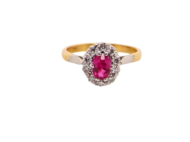 Vintage Tom A Synthetic Ruby and Diamond Ring