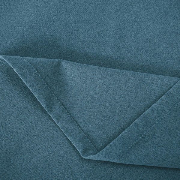 Sea Blue Linen Blackout Eyelet Curtains - 46x54 Inch Drop - 2 Panel Image 3