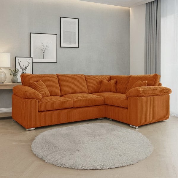 Furnishings For Less Delta Full Jumbo Cord 4 Seater Corner Sofa