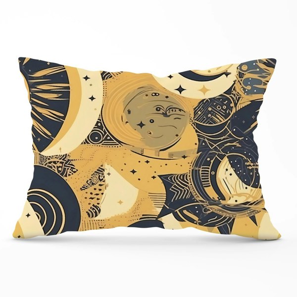 Warren Reed Blue Gold Moon and Sun Cushions