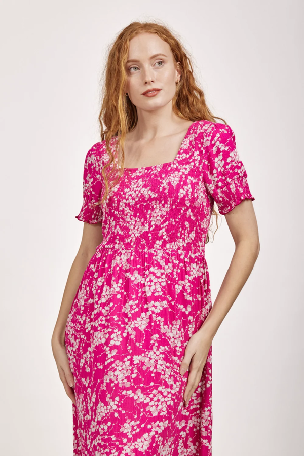 Mudflower Leaf Print Maxi Dress